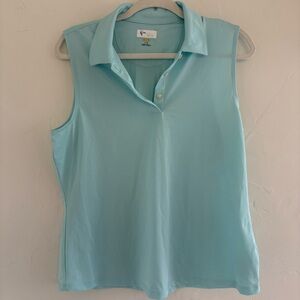 Greg Norman Collection Aqua Sleeveless Blouse Cutter & Buck